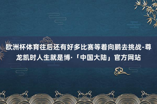 欧洲杯体育往后还有好多比赛等着向鹏去挑战-尊龙凯时人生就是博·「中国大陆」官方网站