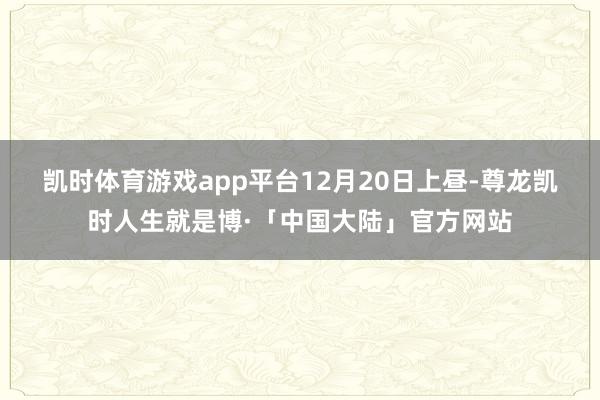 凯时体育游戏app平台　　12月20日上昼-尊龙凯时人生就是博·「中国大陆」官方网站